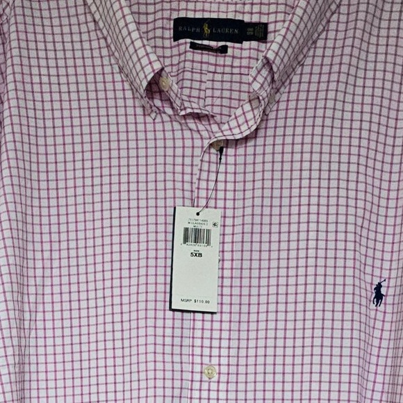 Ralph Lauren Performance Dress Shirt Mens 5XB Pink White Checkered New - Picture 1 of 7